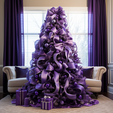 5D Diamond Painting Purple Ribbon Christmas Tree Kit - Bonanza Marketplace