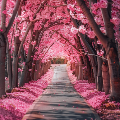 5D Diamond Painting Road Between the Cherry Trees Kit - Bonanza Marketplace