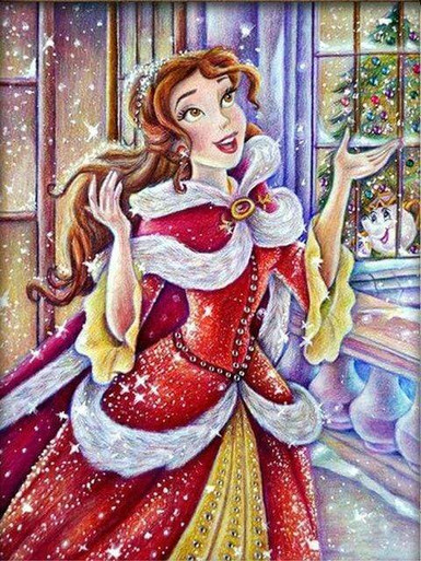 5D Diamond Painting Belle at Christmas Kit - Bonanza Marketplace