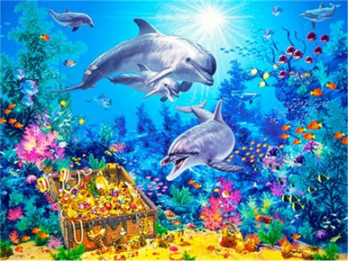 5D Diamond Painting Dolphin Sunset Kit - Bonanza Marketplace