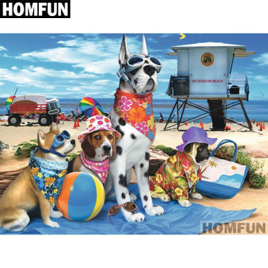 5D Diamond Painting Dog Beach Kit