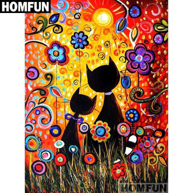 5D Diamond Painting Abstract Design Cat Face Kit - Bonanza Marketplace