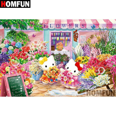 5D Diamond Painting Hello Kitty Flower Shop Kit