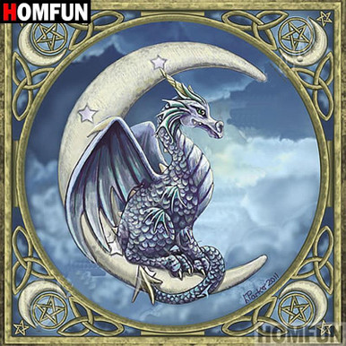 5D Diamond Painting Crescent Moon Dragon Kit