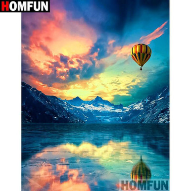 5D Diamond Painting Lake Hot Air Balloon Kit