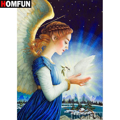 5D Diamond Painting Colorful Wing Light Angel Kit - Bonanza