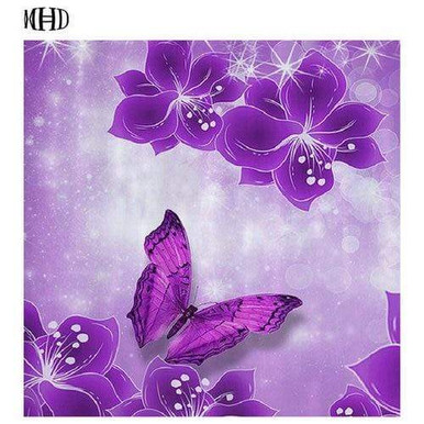 5D Diamond Painting Pink Flowers and Butterfly Kit