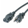 Power Cord USA UL 1' NEMA 5-15P To IEC60320-C13 PC To Wall