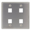 Classic Stainless Steel Faceplate with 4 Ports for EZ®/HD Style in Double Gang