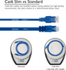 Cat6A Patch Cable Slim 28Awg 10GB 550Mhz Ethernet Patch Cord Cable Snagless Tab - Blue