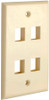 Vertical Cable 4 Port Keystone Wall Plate Single-Gang Wall Plate with Standard Size Keystone Jack Insert - Ivory