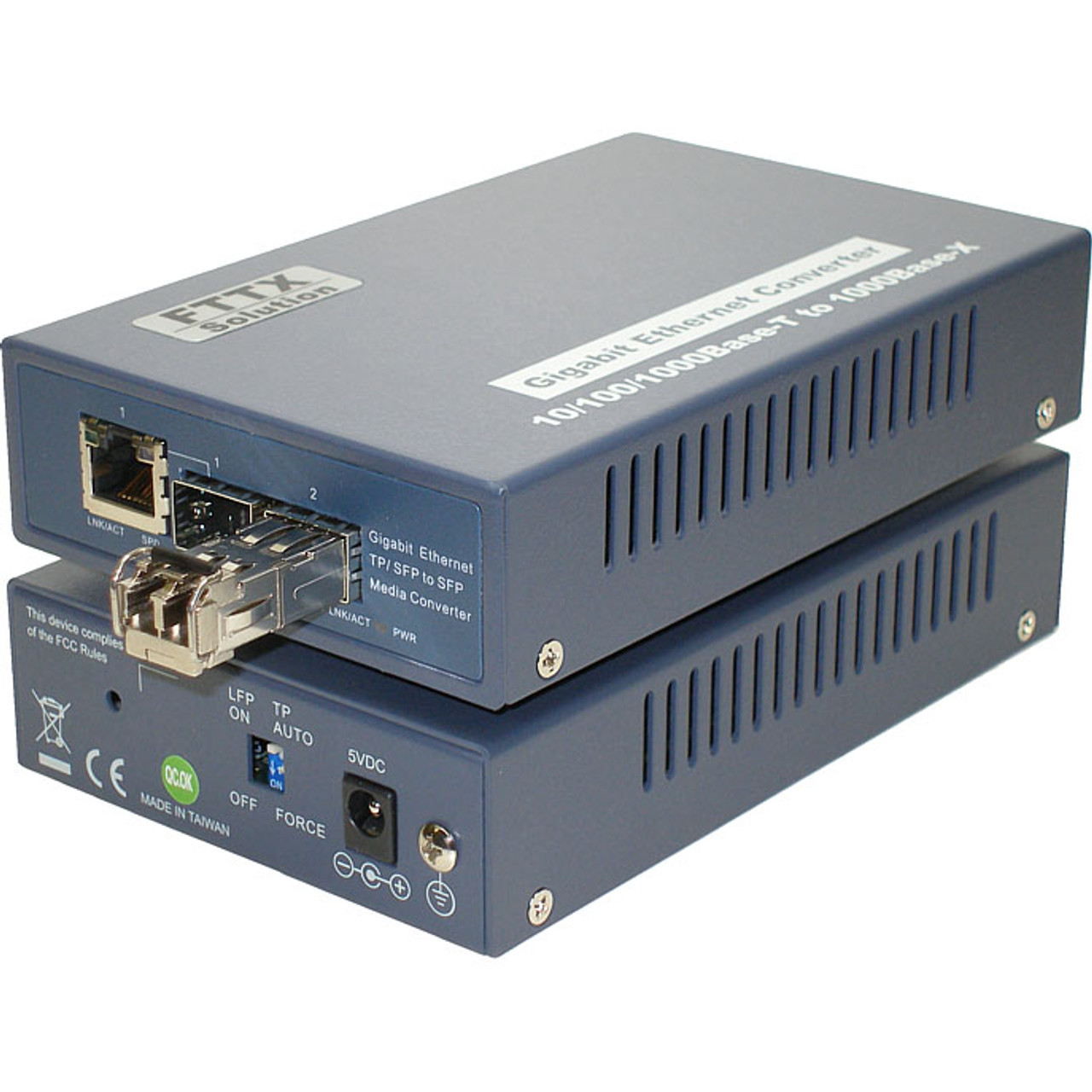 Media Converter,GbE SFP/LC MM To 10/100/1000Base-T/GbE