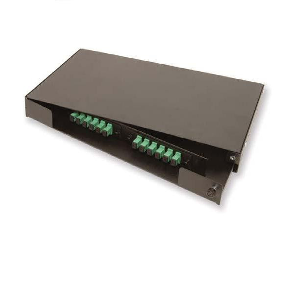Multiple Fiber Pod Rack Drop In Fiber Enclosure, Rack Mount 1U, 2 panel, Swing Out Black, 2 Empty Panel ...