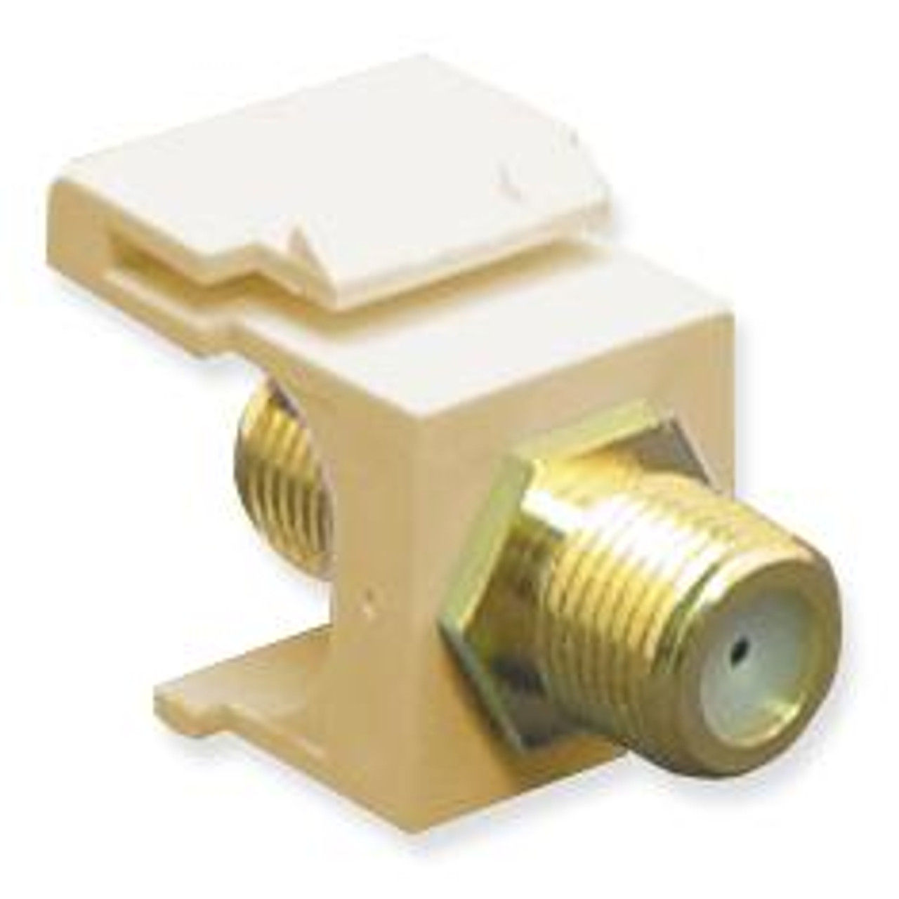 Coupler F Type F/F, Ivory For Wall Plate Gold