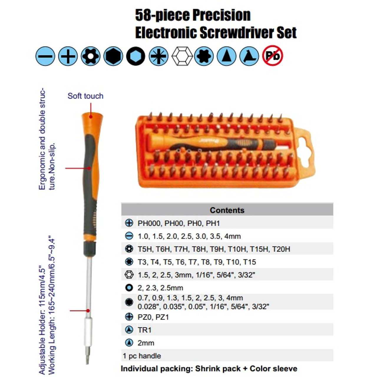 58 Piece Precision Electronic Screwdriver Set
