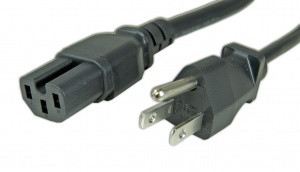 Power Cord 6' NEMA 5-15P to IEC 60320-C15 15A/125V 14 AWG, (Power