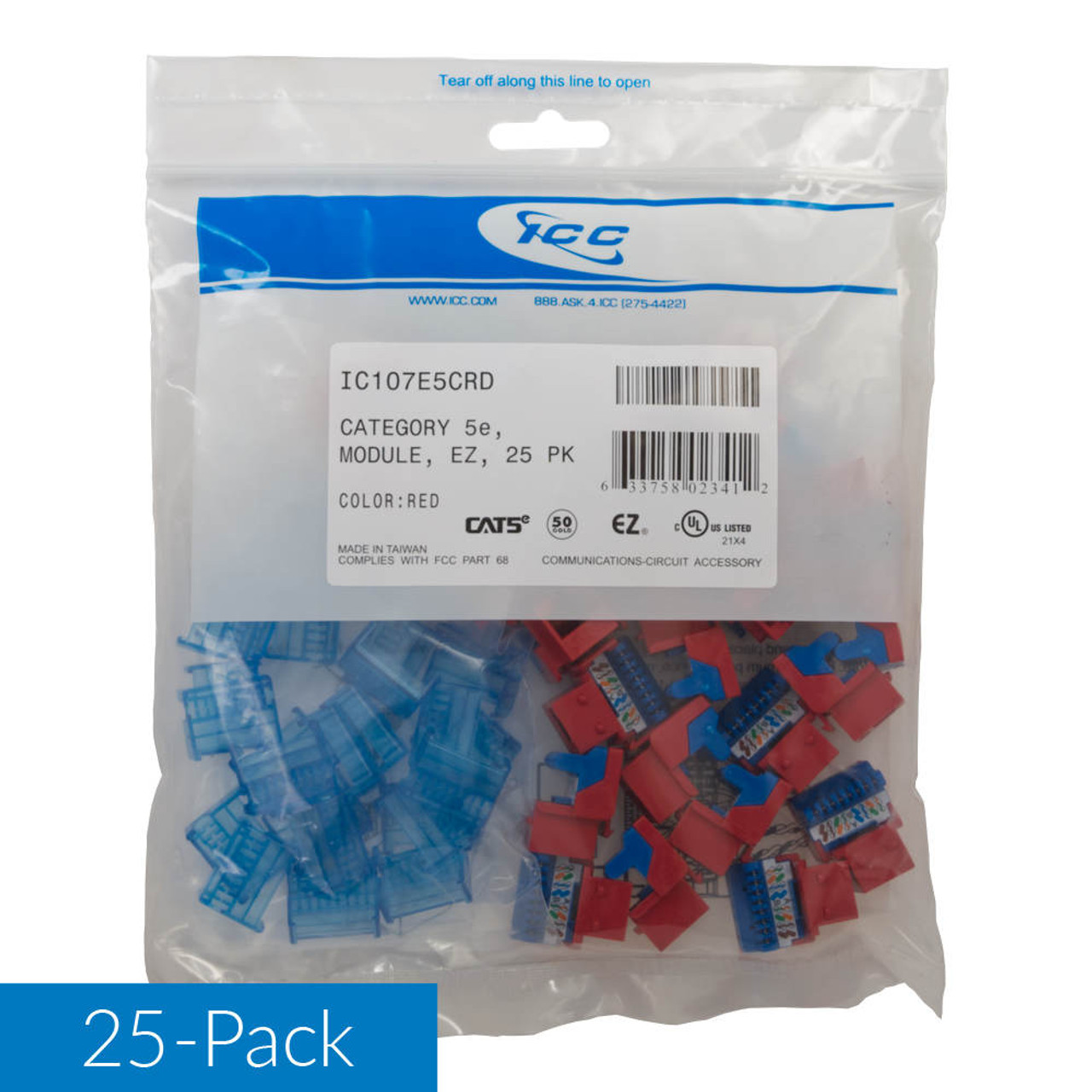 CAT5e RJ45 Keystone Jack for EZ® Style-RD - 25-Pack