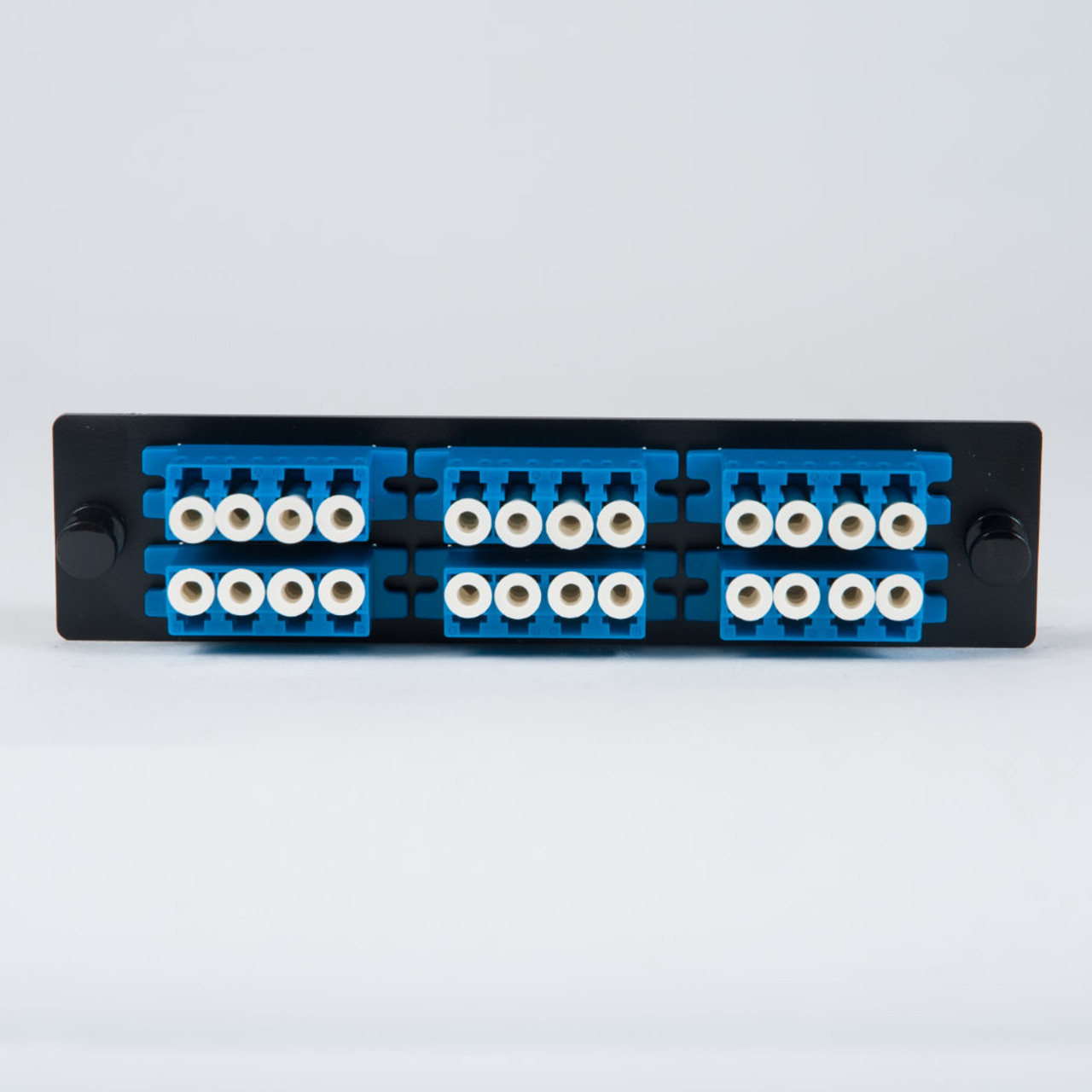 Classic LC-LC Fiber Optic LGX Compatible Adapter Panel with Blue Singlemode Adapters for 24 Fibers