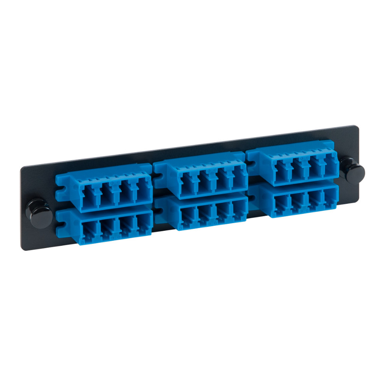 Classic LC-LC Fiber Optic LGX Compatible Adapter Panel with Blue Singlemode Adapters for 24 Fibers