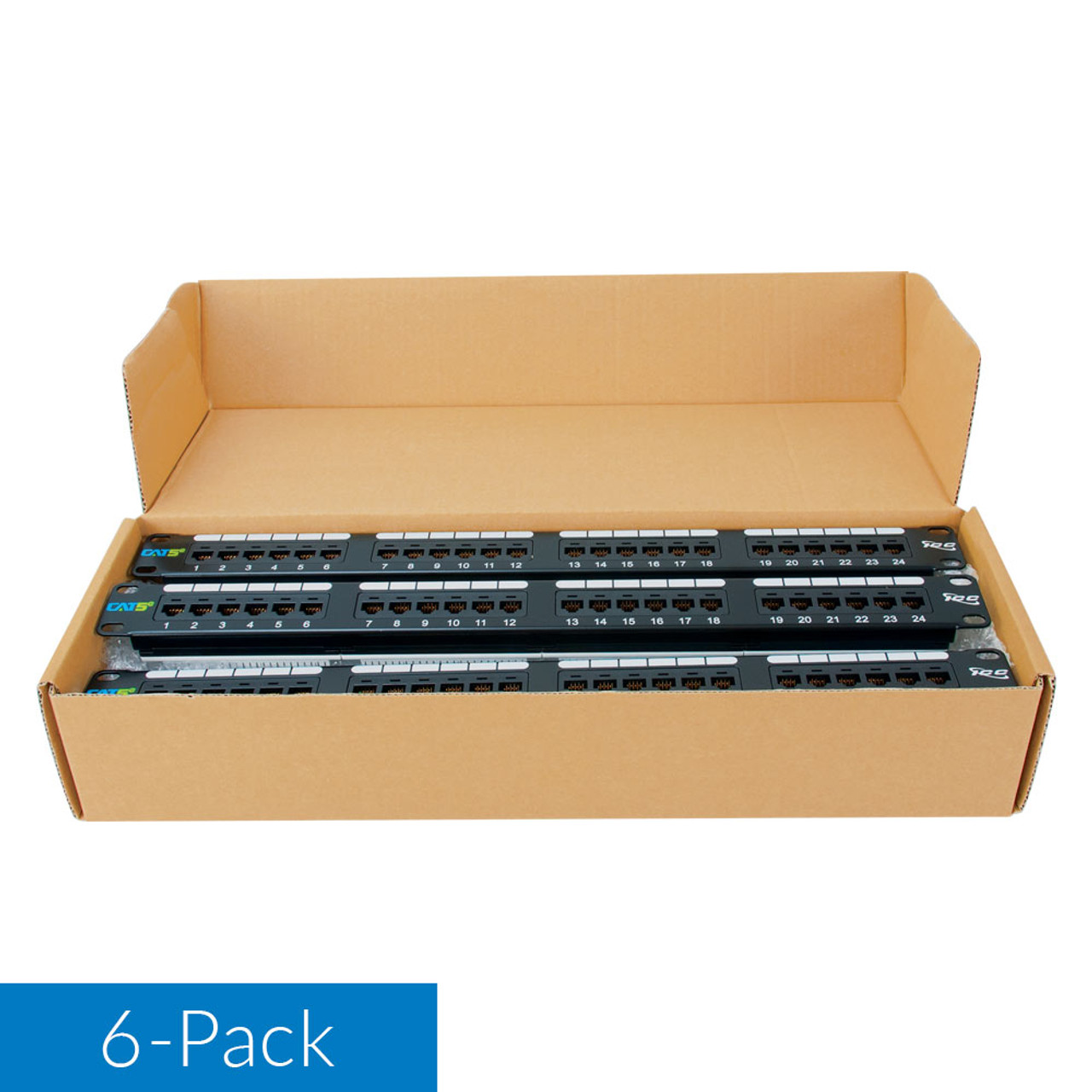 CAT5e Patch Panel with 24 Ports and 1 RMS in 6-Pack