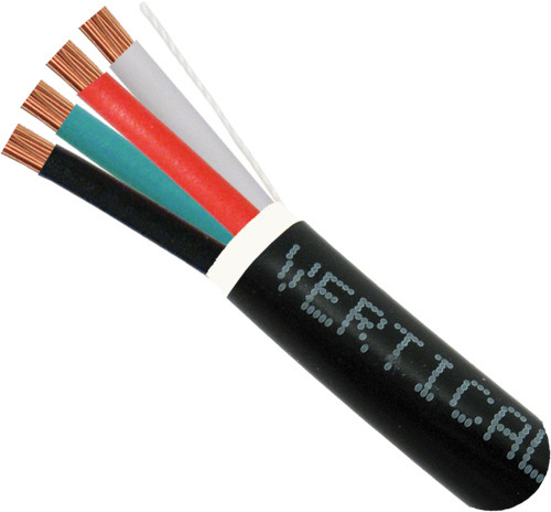 Câble D'Enfouissement 4 Conducteurs 16 AWG - 500 Pieds (Noir) - Vertical Cable - Pour Sonorisation, Alarme, Faible Tension