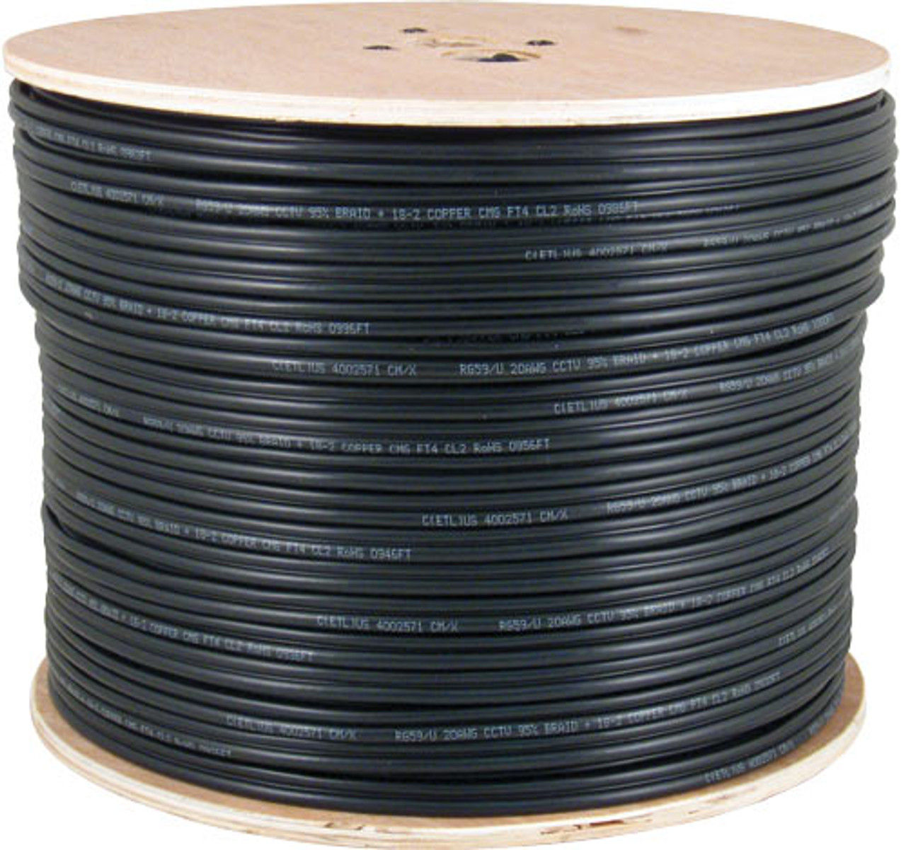 CAT6 Outdoor Rated Cable with Messenger LLDPE Jacket 23AWG Solid-Bare Copper 1000ft Spool, Black