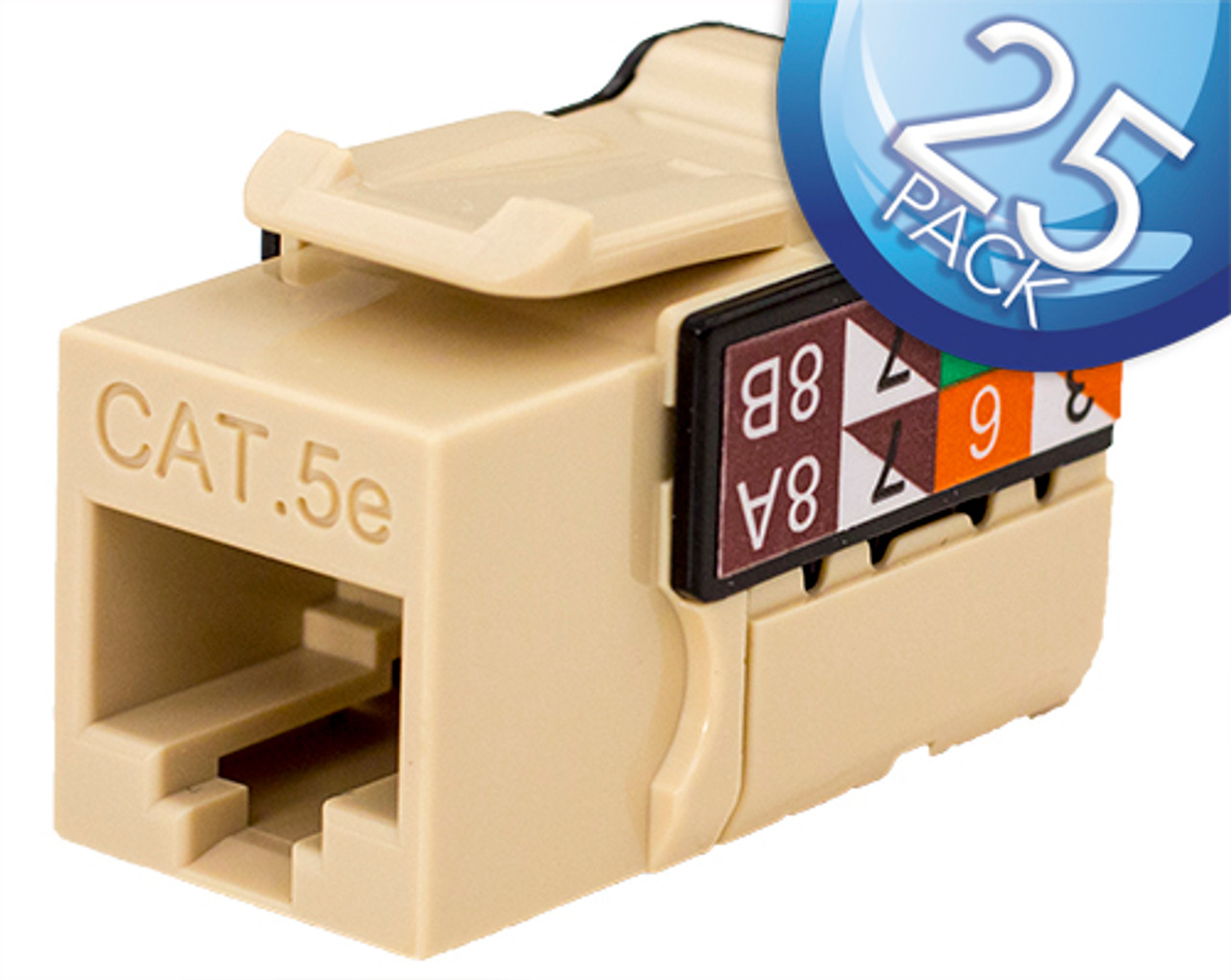 CAT5E Data Grade Keystone Jack – 25 Pack, RJ45, 8×8, Terminate These Jacks with our I-Punch Tool