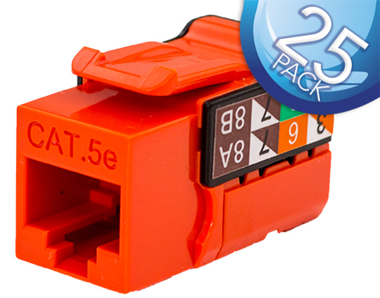 CAT5E Data Grade Keystone Jack – 25 Pack, RJ45, 8×8, Terminate These Jacks with our I-Punch Tool