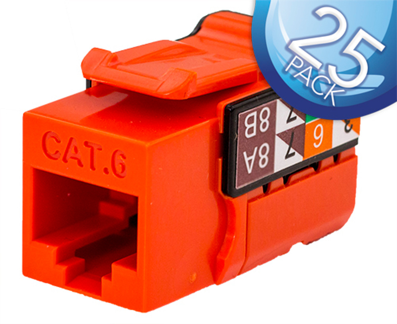 CAT6 Data Grade Keystone Jack – 25 Pack, RJ45, 8×8, Terminate These Jacks with our I-Punch Tool