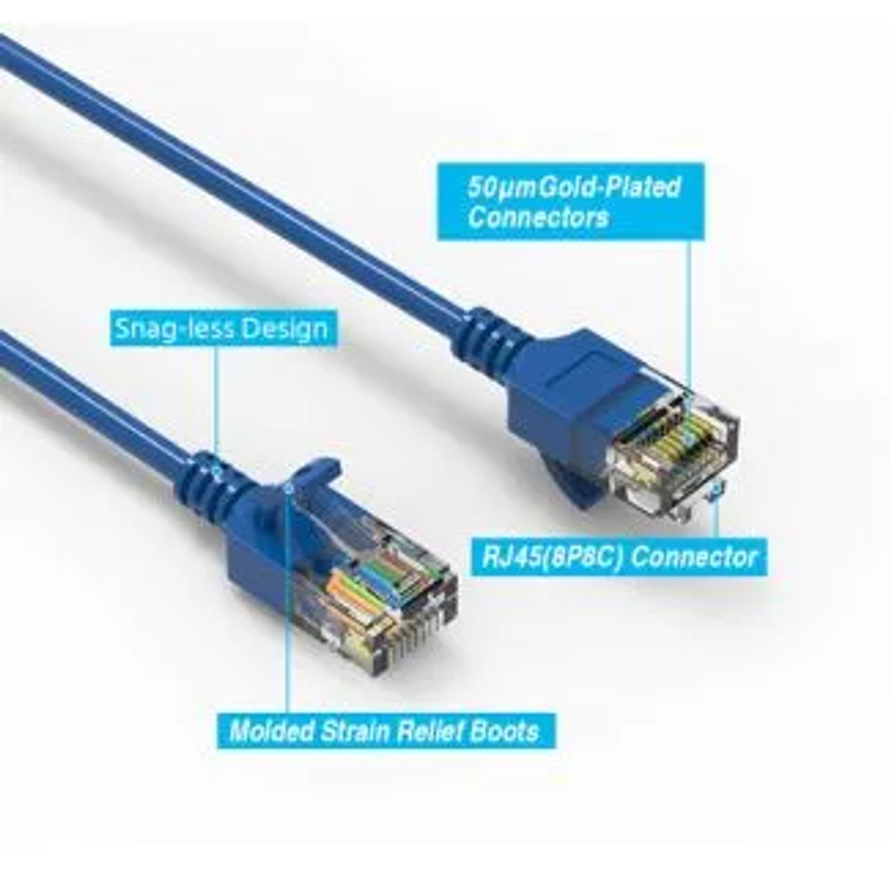 Cat6A UTP Slim Patch Cable Blue 3ft
