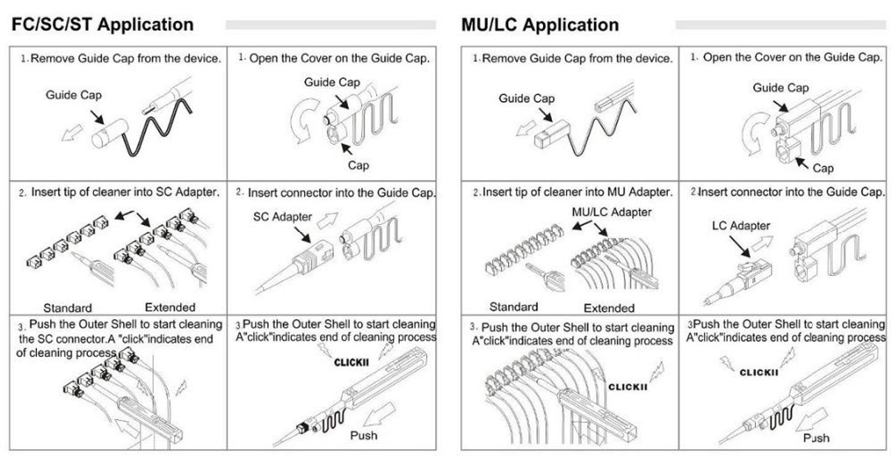Fiber Optic Cleaner Fiber Optic connectors Cleaning Fiber Optic Cleaner Pen with 800+ Cleans for LC/MU 1.25mm UPC/APC Ferrules Push Type