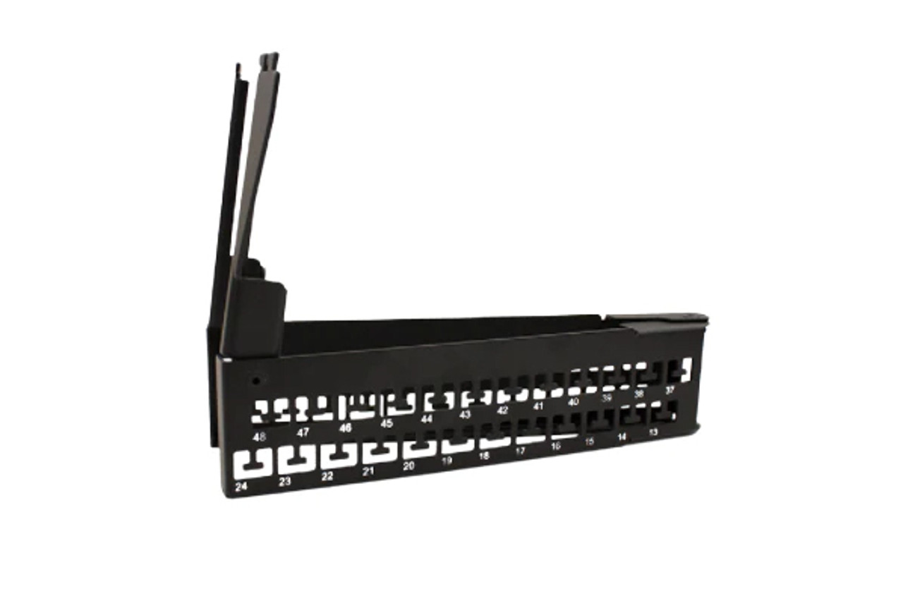 Vertical Cable Blank Patch Panel V-Type with Cable Manager 48 Port Angled with Support Bar Black