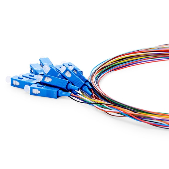 1m (3ft) SC UPC 12 Fibers OS2 Single Mode Unjacketed Color-Coded Fiber ...