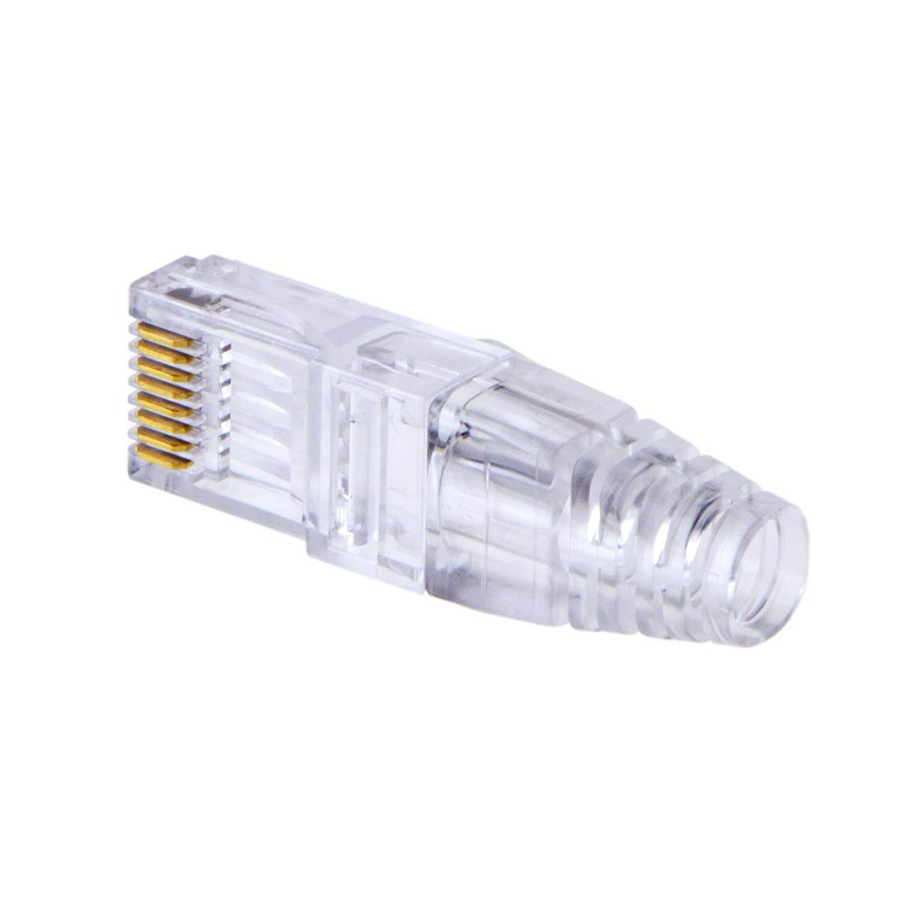 Cat6 RJ45 8P8C Ends Plug Ethernet Cable Crimp Connectors Transparent Modular Plug with Clear Hood Connector Cat6 Strain Relief Boots