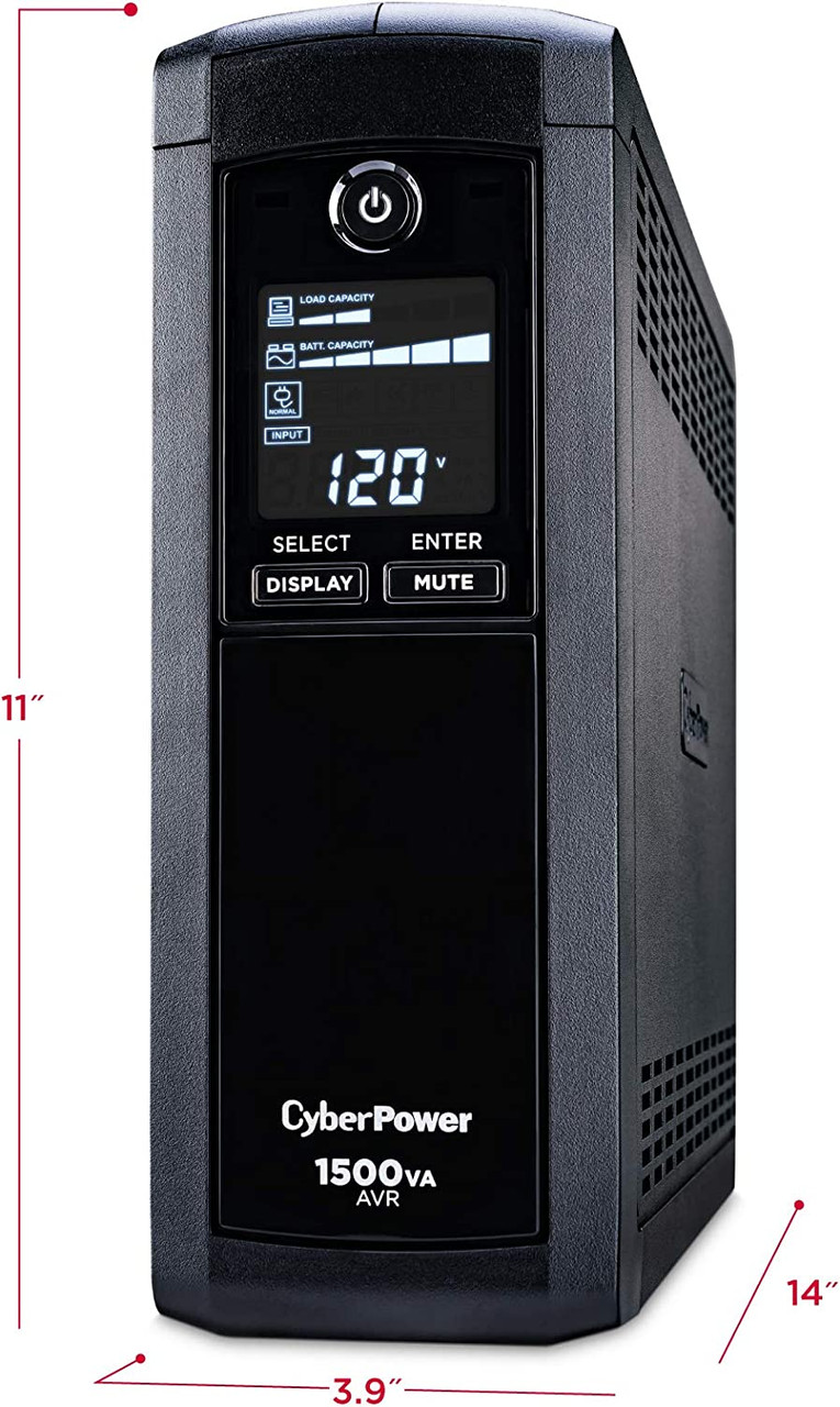 Intelligent LCD UPS System 1500VA/900W 12 Outlets, AVR, Mini-Tower