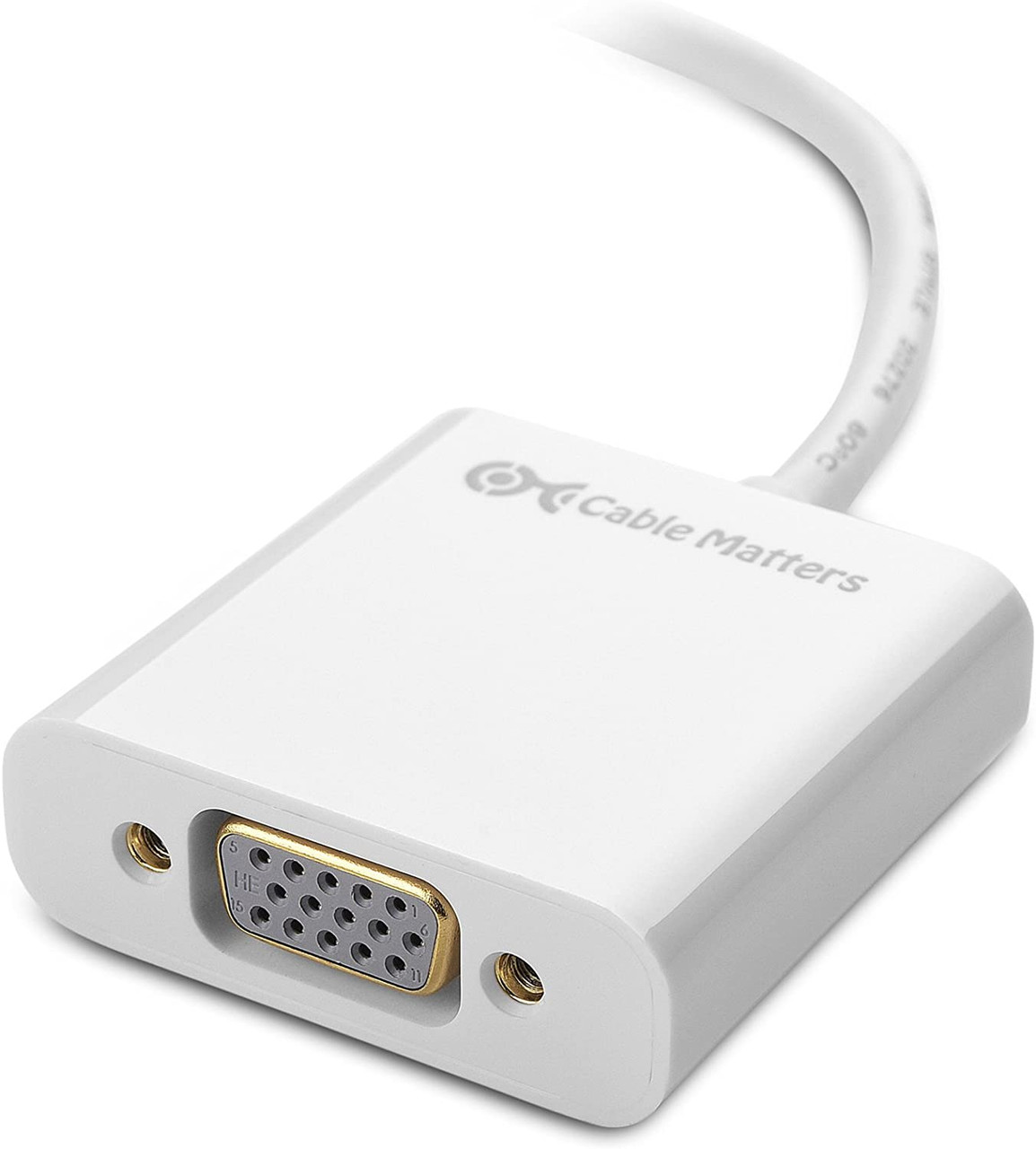 Mini DisplayPort to VGA Adapter (Mini DP to VGA) in White Thunderbolt and Thunderbolt 2 Port Compatible 3 inch"