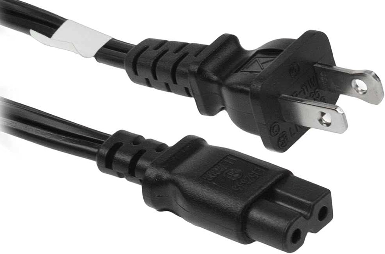  2 Slot Power Cord Two Pack - Includes Both Types: Polarized  (Squared End) and Non-Polarized (Figure 8 End) - NEMA 1-15P to C7 C8 UL  Listed - 18 AWG, 10 Amps