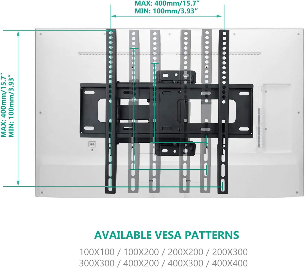 TV Wall Mount Bracket Full Motion Articulating Extend Arm for Most 23-55 inches LED, LCD, OLED Flat Screen TVs up to 99lbs VESA 400x400mm with Tilting for Display (FTM-1), Black