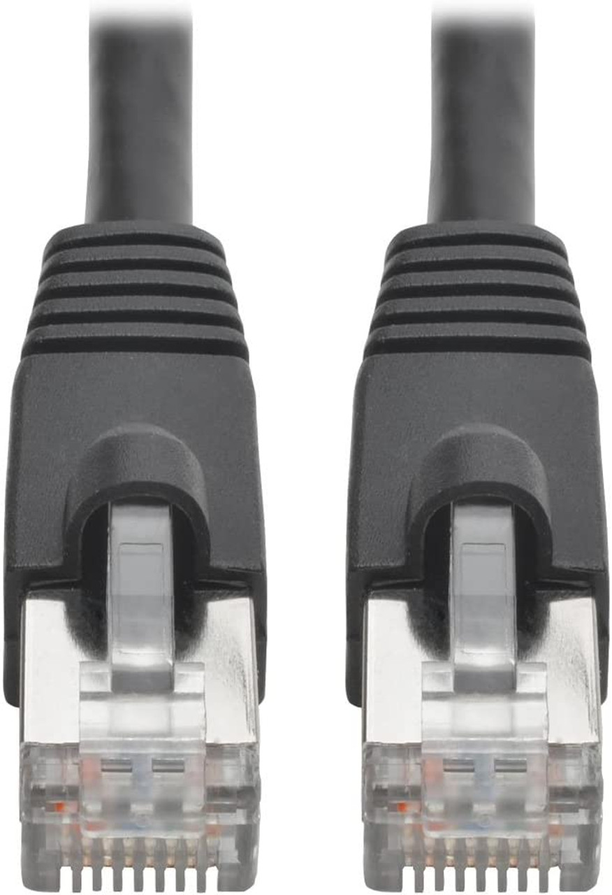 Cat6a Snagless Shielded STP Patch Cable 10G-Certified PoE, Black M/M 1ft