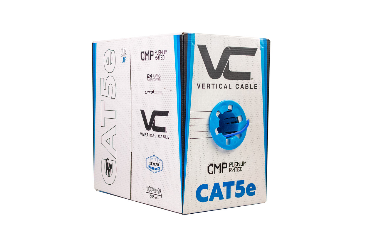 CAT5e Unshielded Twisted-Pair (UTP), CMP (Plenum-Rated), 24 AWG Solid Bare Copper, ETL-Listed. Blue