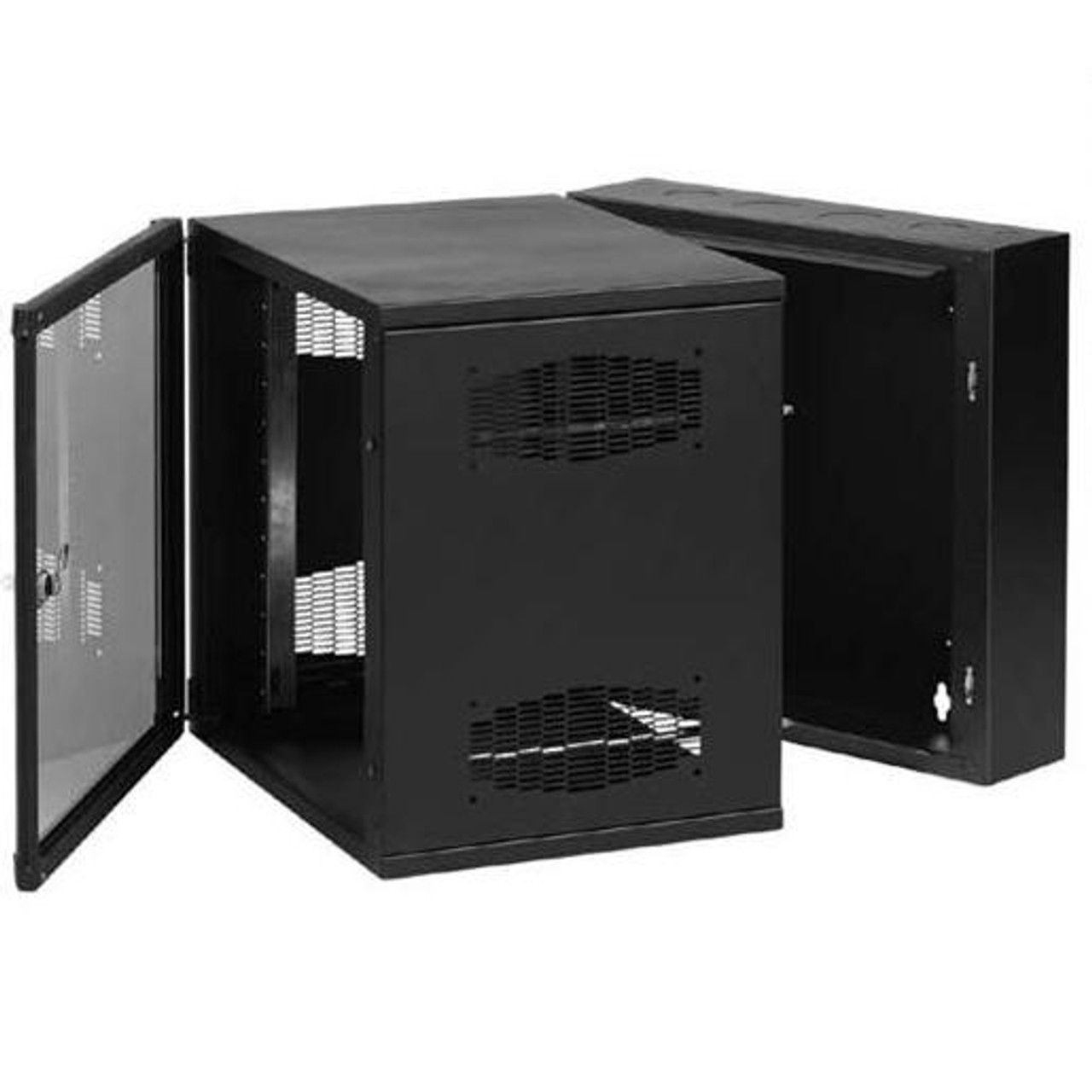 Wall Mount Cabinet Swing Out 36"x24"x25" Black, 19U