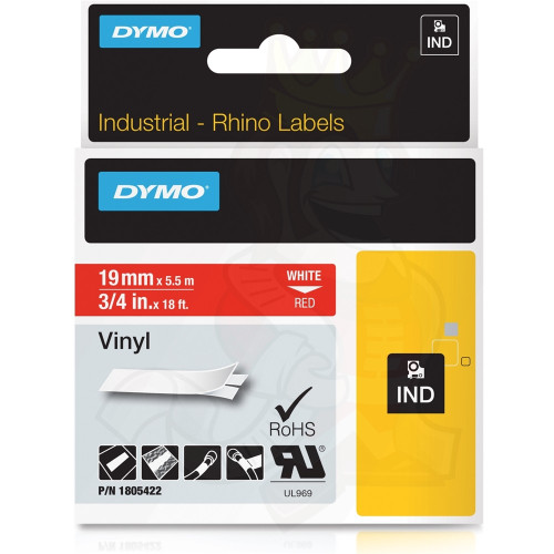 Label RhinoPRO 3/4" Red Vinyl White Print