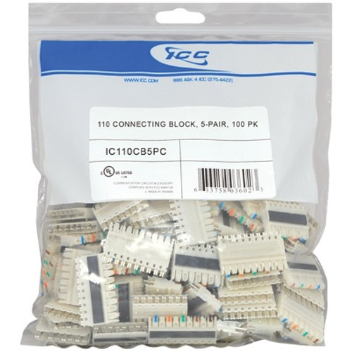 5 Pair IDC Connecting Block Insert CAT5e Rated,ICC (100/bag)