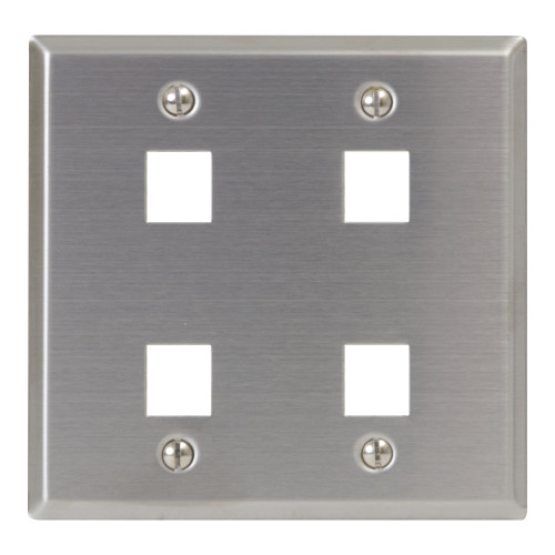 Classic Stainless Steel Faceplate with 4 Ports for EZ®/HD Style in Double Gang