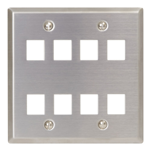 Classic Stainless Steel Faceplate with 8 Ports for EZ®/HD Style in Double Gang