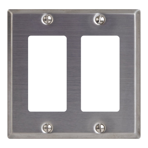 Decorex Stainless Steel Faceplate with 2 Insert Spaces in Double Gang