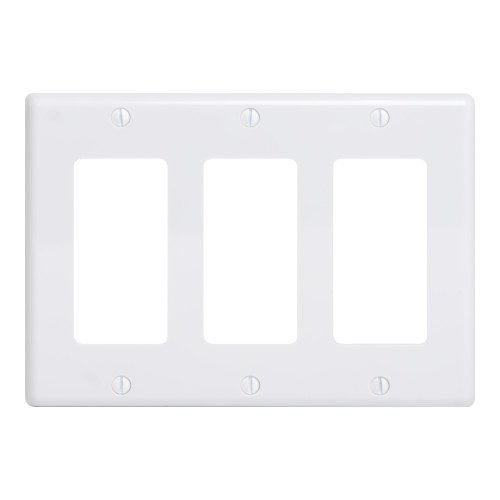 Decorex Faceplate with Three Insert Spaces in Triple Gang and White