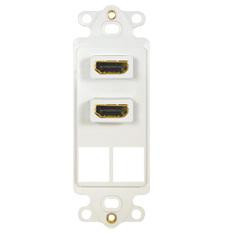 Decora insert dual HDMI F/F + 2 keystone jacks, white ICC