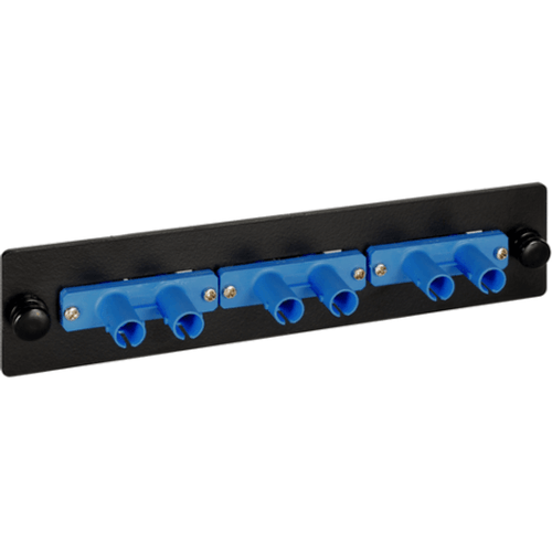 Classic ST-ST Fiber Optic LGX Compatible Adapter Panel with Blue Singlemode Adapters for 6 Fibers