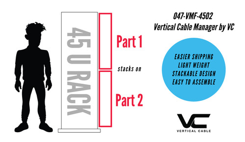 45U Vertical Cable Manager – Double Sided